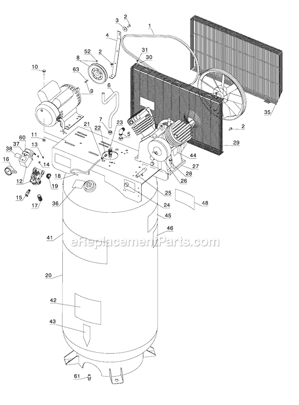 Page A Diagram and Parts List for C7550 Type 0 Porter Cable Compressor